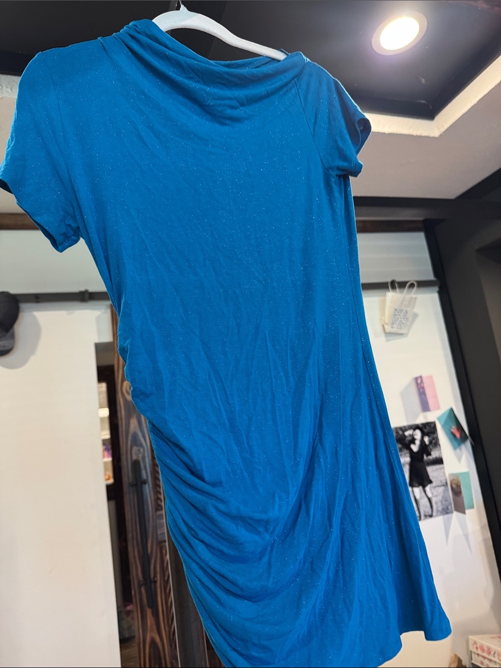 Blue Short-Sleeve Ruched Side top - Picture 2 of 2